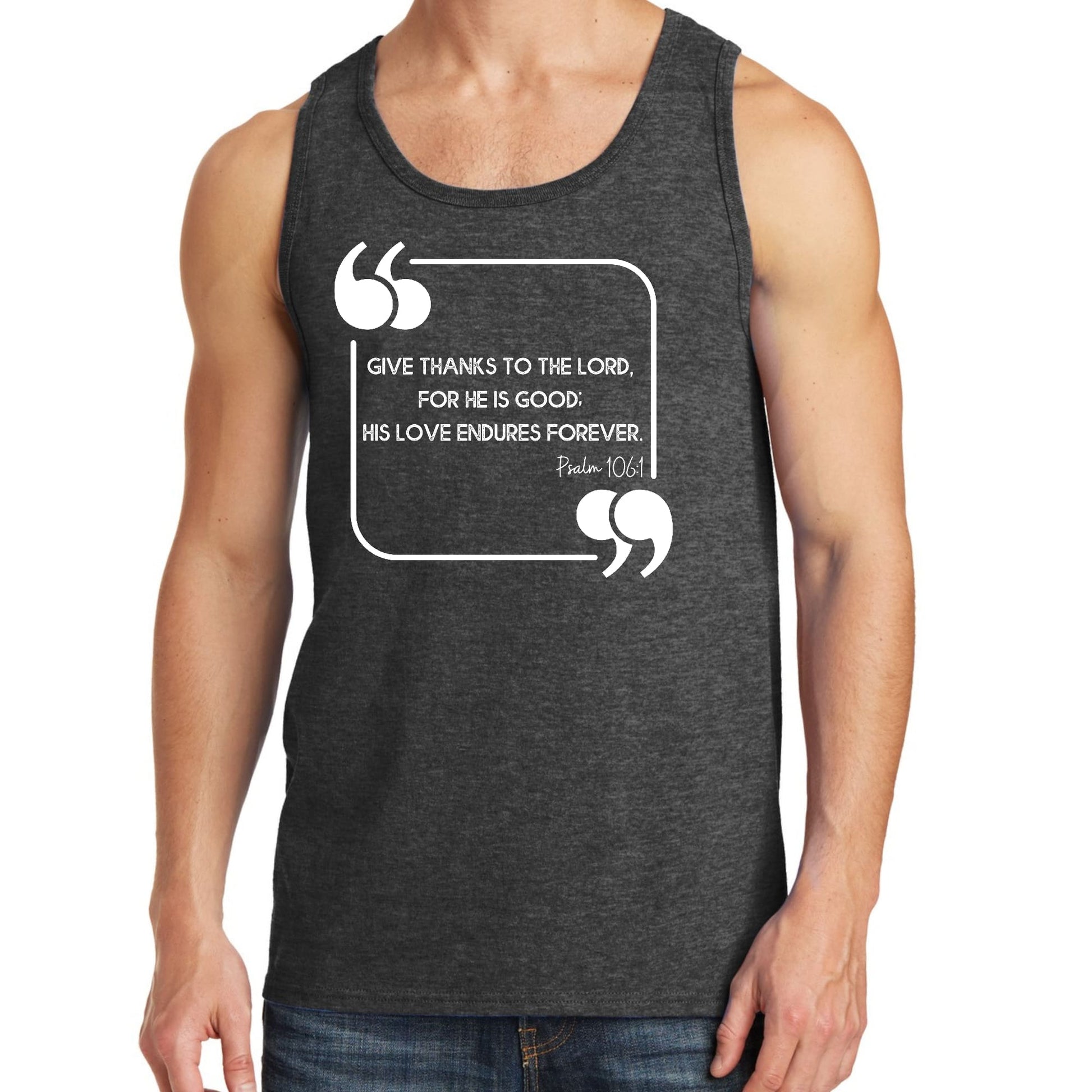 Mens Fitness Tank Top Graphic T-shirt Give Thanks to the Lord-4