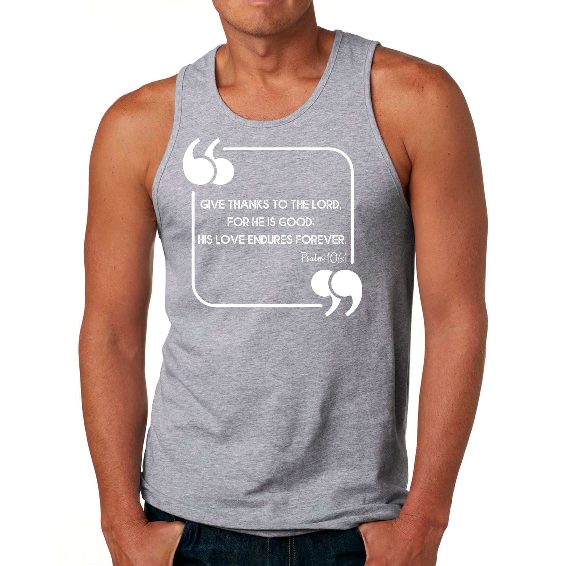 Mens Fitness Tank Top Graphic T-shirt Give Thanks to the Lord-5