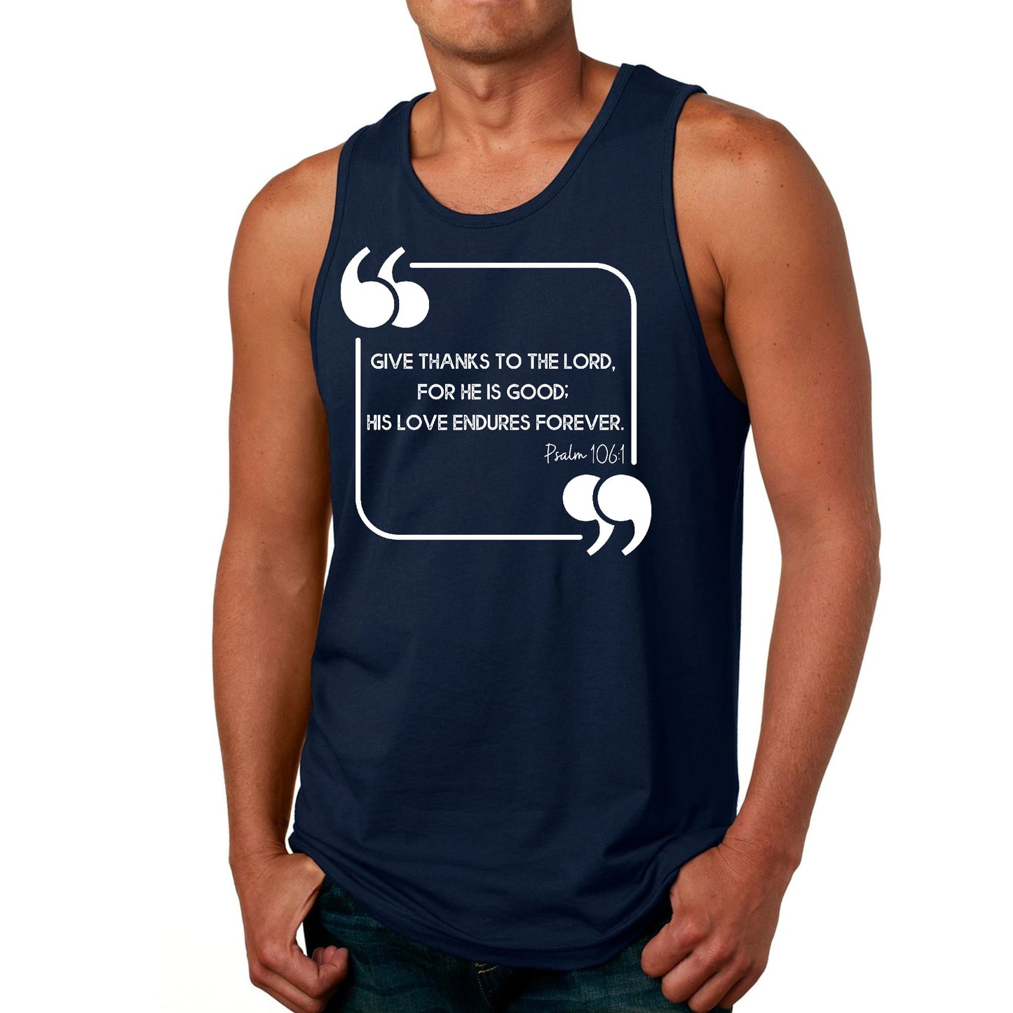 Mens Fitness Tank Top Graphic T-shirt Give Thanks to the Lord-2