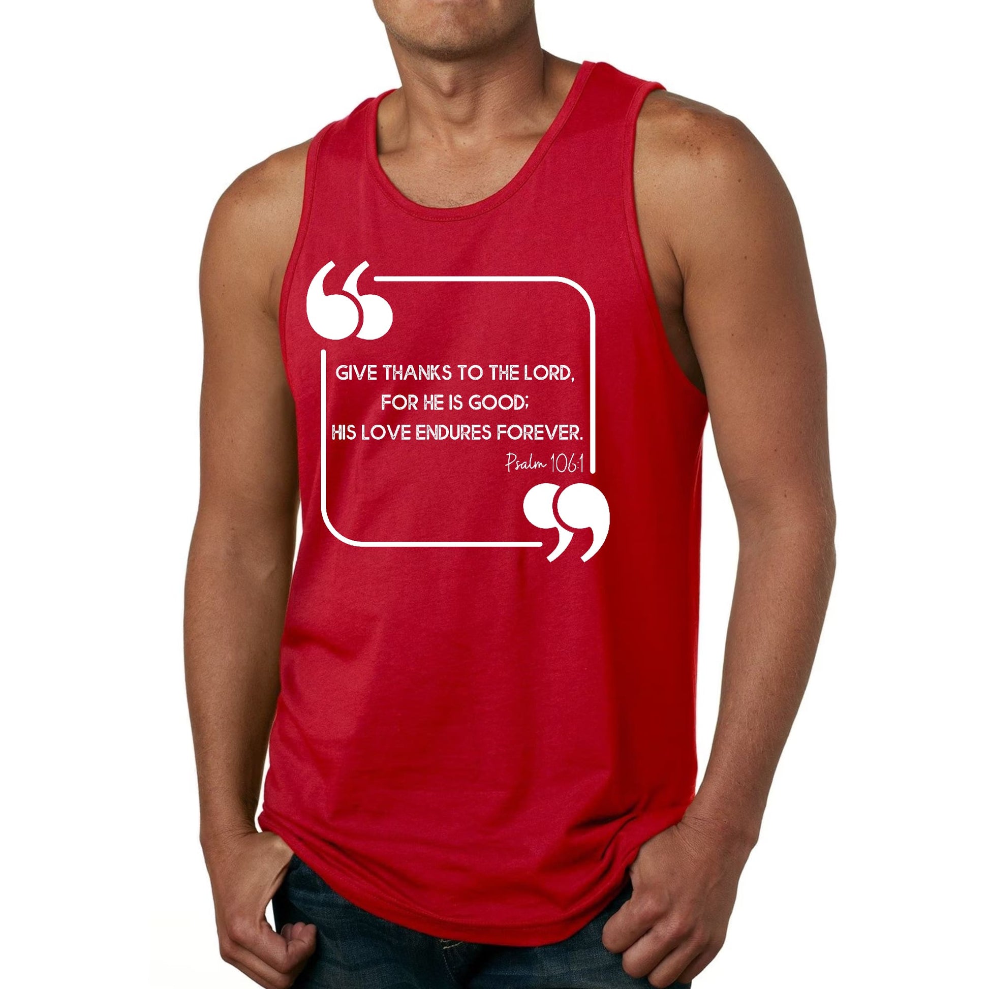 Mens Fitness Tank Top Graphic T-shirt Give Thanks to the Lord-1