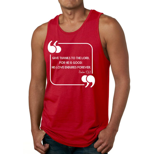 Mens Fitness Tank Top Graphic T-shirt Give Thanks to the Lord-1