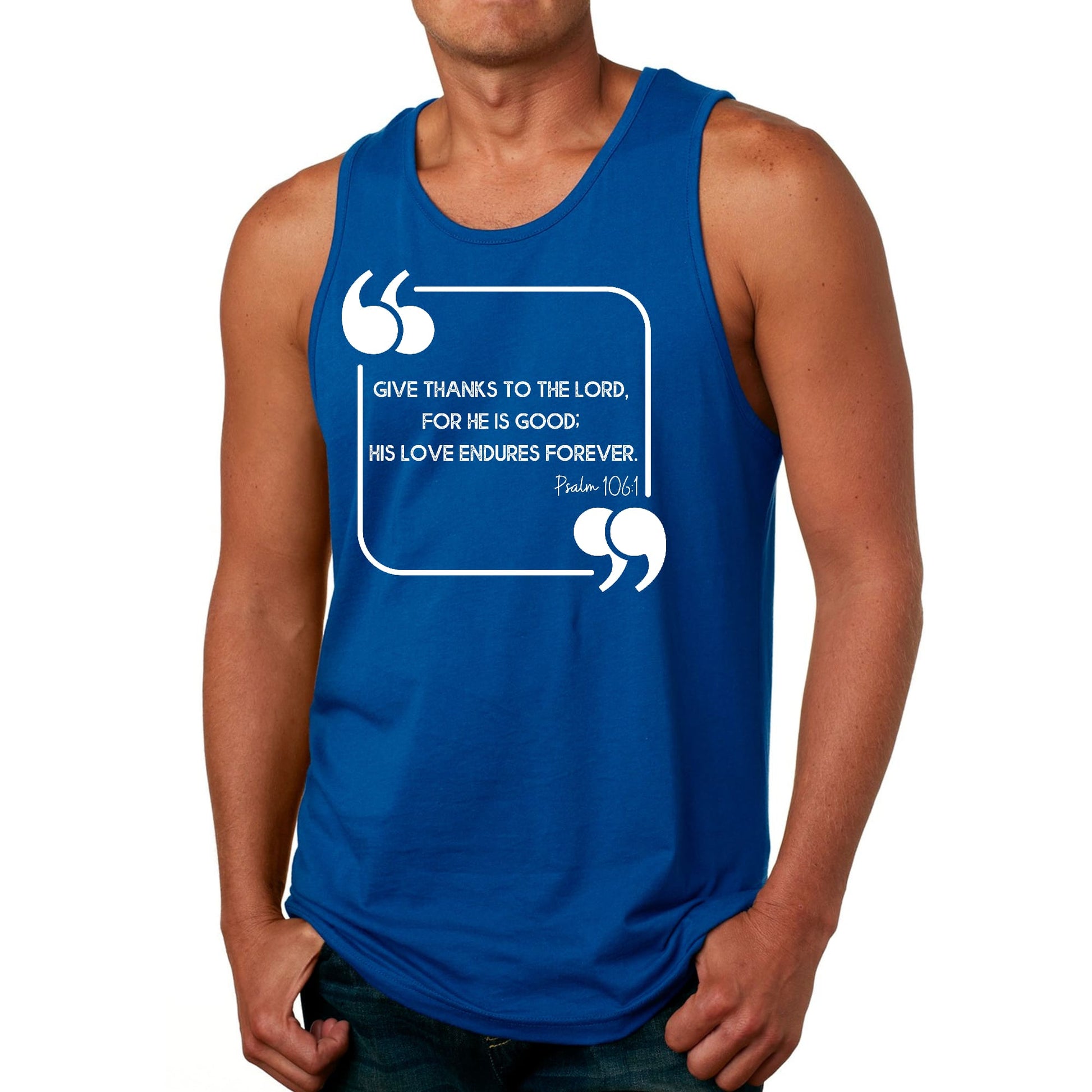 Mens Fitness Tank Top Graphic T-shirt Give Thanks to the Lord-3